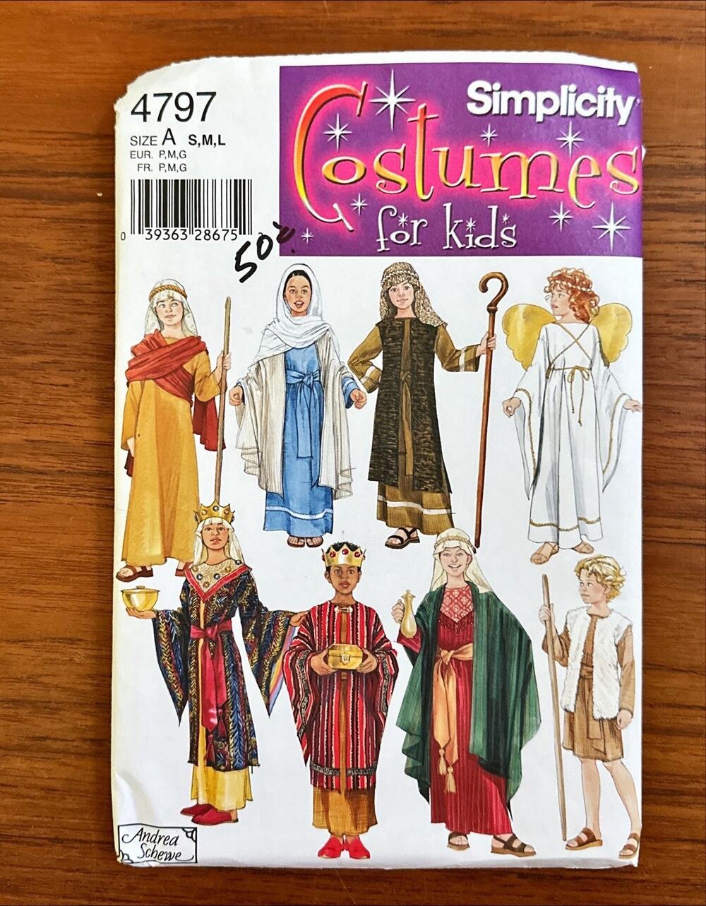 UNCUT COSTUME Nativity Simplicity 4797 Child Sizes S M L